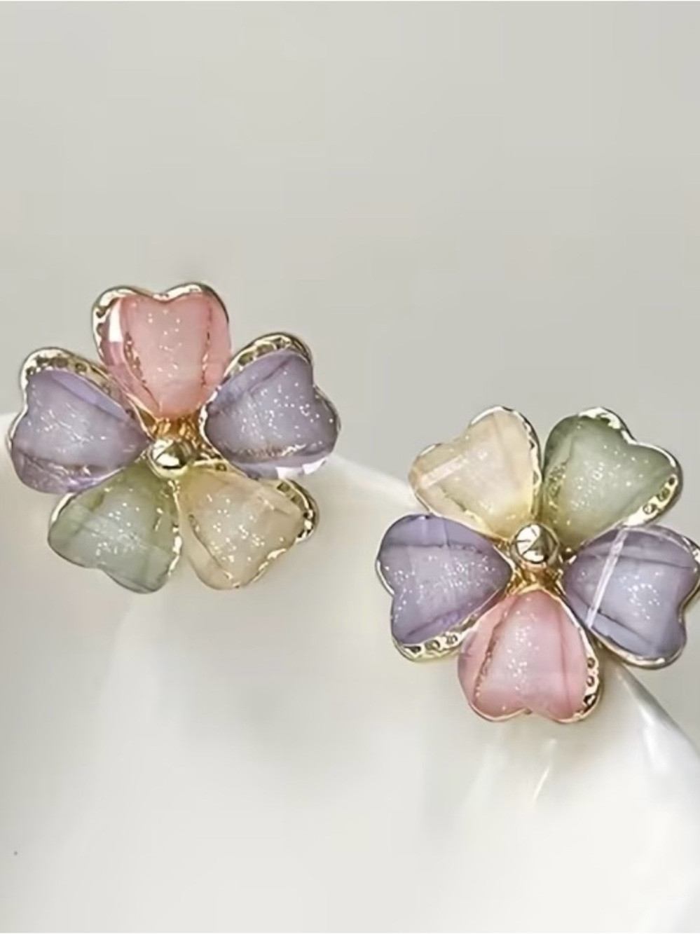 Pastel Floral Cluster Stud Earrings - Multicolor